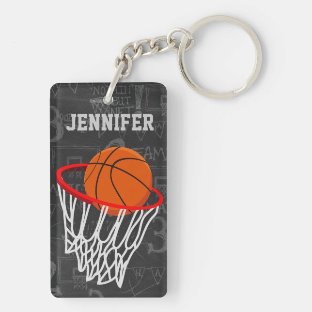Llavero Baloncesto personalizado y aro de la pizarra (Atrás)