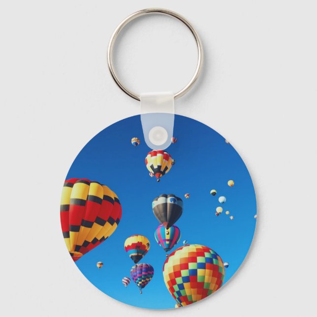 Llavero Balones de aire caliente cielo azul (Anverso)