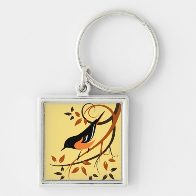 Llavero Baltimore Oriole Stylized Bird Design (Frente)