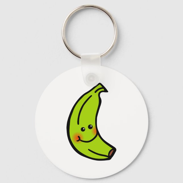 Llavero Banana verde sonriente feliz (Anverso)