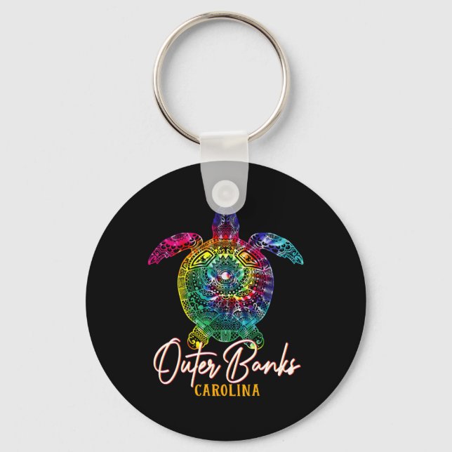 Llavero Bancos Exteriores Tye Dye Sea Turtle Carolina Fami (Anverso)