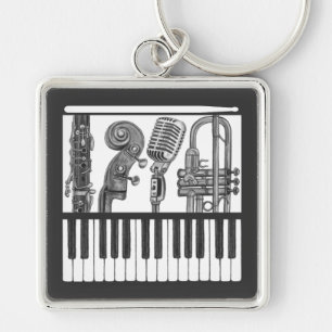 Llavero Banda de instrumentos musicales Keychain en blanco