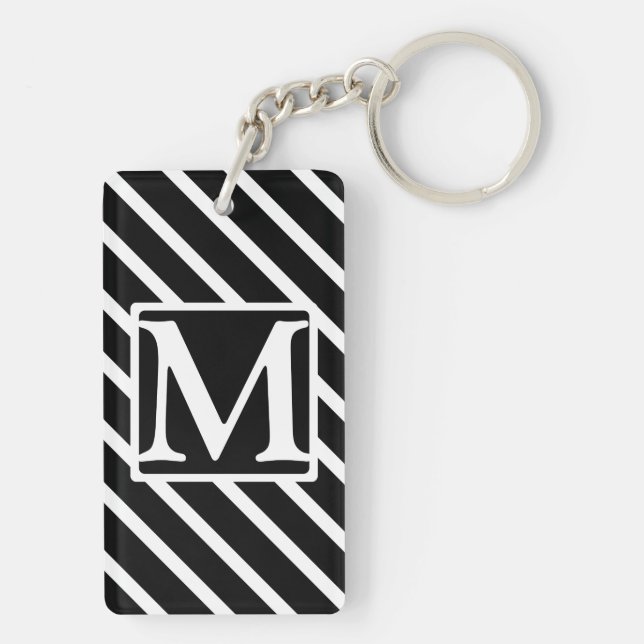 Llavero Banda diagonal negra SF Monogramada (Atrás)