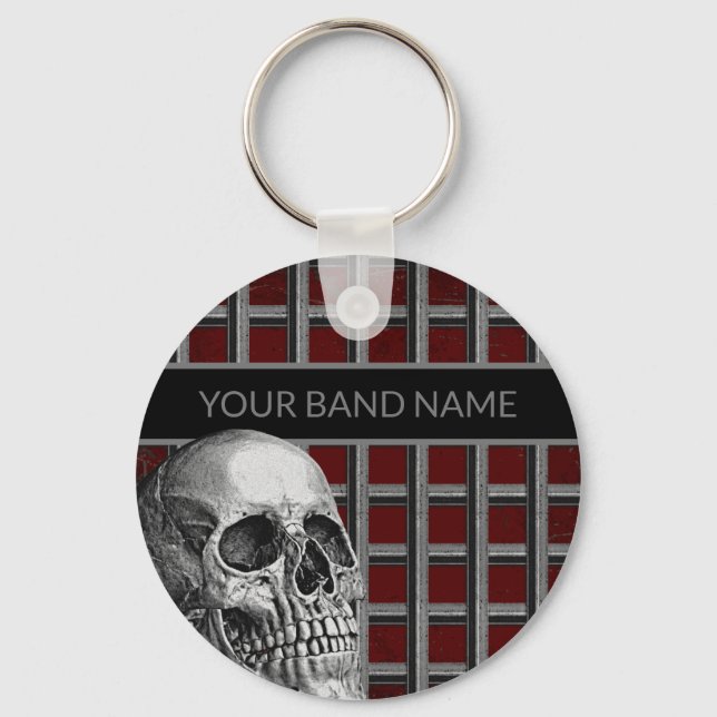 Llavero Banda Merch Nombre personalizado Rock Skull Música (Anverso)