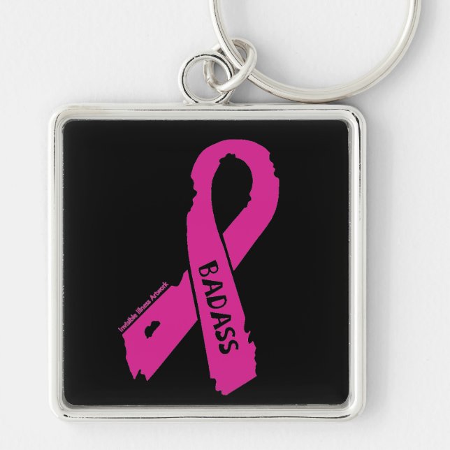 Llavero Banda negra/ cinta rota... Cáncer de mama (Frente)