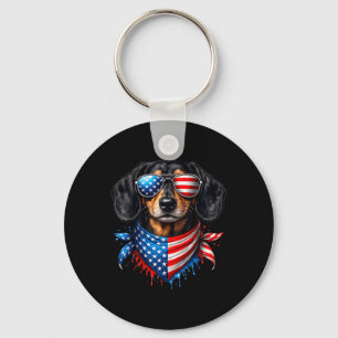 Llavero Bandana De Dachshund 4 De Julio Patriótico Amantes