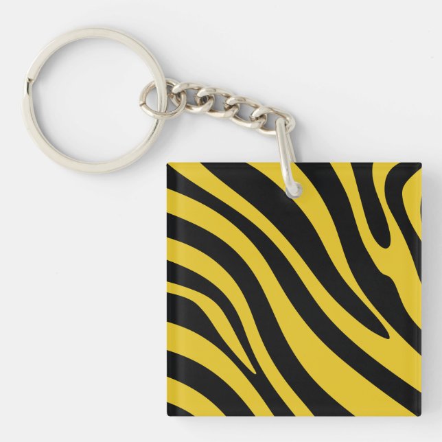 Llavero Bandas de cebra audaces en amarillo y negro (Frente)
