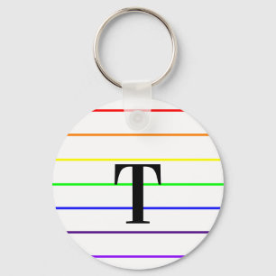 Llavero Bandas de color arco iris monogramo