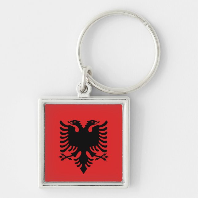 Llavero Bandera albanesa y vacaciones en Albania, viajes y (Frente)