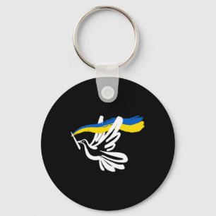 Llavero Bandera amarilla azul ucraniana con apoyo de palom