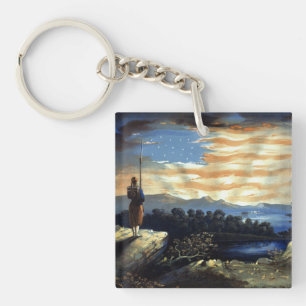 Llavero Bandera Americana celestial en el cielo, Zouave Gu