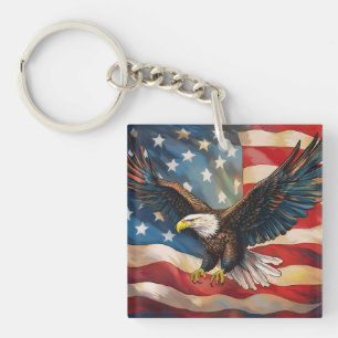 Llavero Bandera americana con águila calva