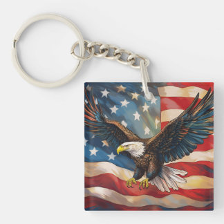 Llavero Bandera americana con águila calva