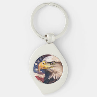 Llavero Bandera Americana con Cabeza de Águila Calva