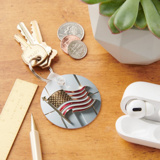 Llavero Bandera Americana del Emblema de Oro 3D (Escritorio )