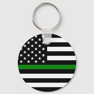 Llavero Bandera Americana delgada línea verde militar y de