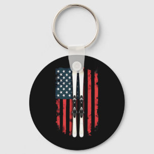 Llavero Bandera Americana Esquí Alpino Esquiador _2