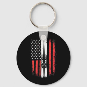 Llavero Bandera Americana Esquiador De Esquí Alpino _1