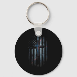 Llavero Bandera Americana Grunge Y Cruz Fe Familia Liberta