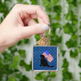 Llavero Bandera Americana Labrador Patriótico Plat