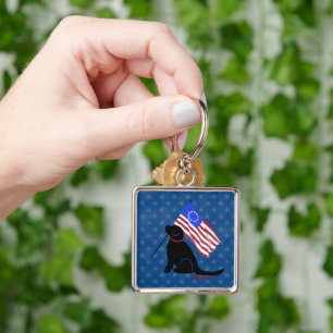 Llavero Bandera Americana Labrador Patriótico Plat