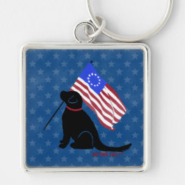 Llavero Bandera Americana Labrador Patriótico Plat