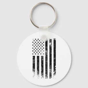 Llavero Bandera Americana Negra Patriótica Usa Deteriorada