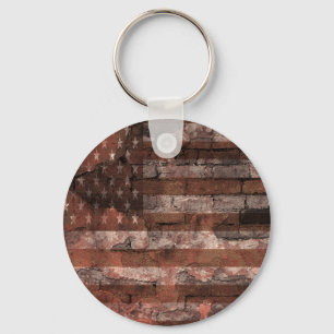 Llavero Bandera Americana Pared de Ladrillo