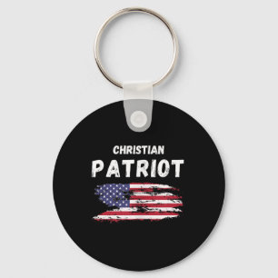 Llavero Bandera Americana Patriota Cristiana Fe Y Libertad