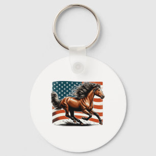 Llavero Bandera Americana Patriótica Caballo de Caballo Mo