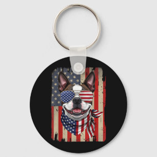 Llavero Bandera Americana Perro Boston Terrier 4 De Julio