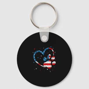 Llavero Bandera Americana Perro Patriótico & Papas par