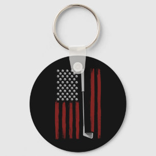 Llavero Bandera Americana Retro Golfista Divertido Palo de