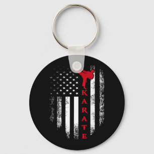 Llavero Bandera Americana Roja Blanca Karate Vintage USA