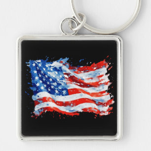 Llavero Bandera Americana USA Acuarela 4 de Julio