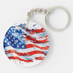 Llavero Bandera Americana USA Acuarela 4 de Julio