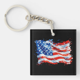 Llavero Bandera Americana USA Acuarela 4 de Julio