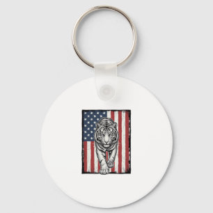 Llavero Bandera Americana Vintage Grabada Tigre Diseño Pat