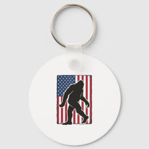 Llavero Bandera Americana Vintage Silueta de Bigfoot Vecto