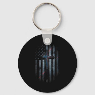 Llavero Bandera Americana Y Cruz Fe Familia Dom Usa F
