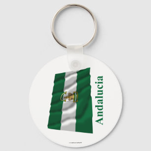 Llavero Bandera andaluza ondeando con nombre