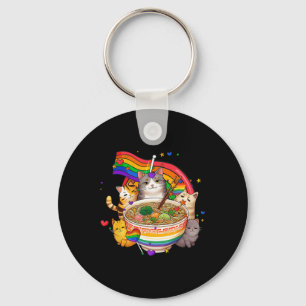 Llavero Bandera Arcoiris Gatos Ramen Anime Orgullo Gay Mes