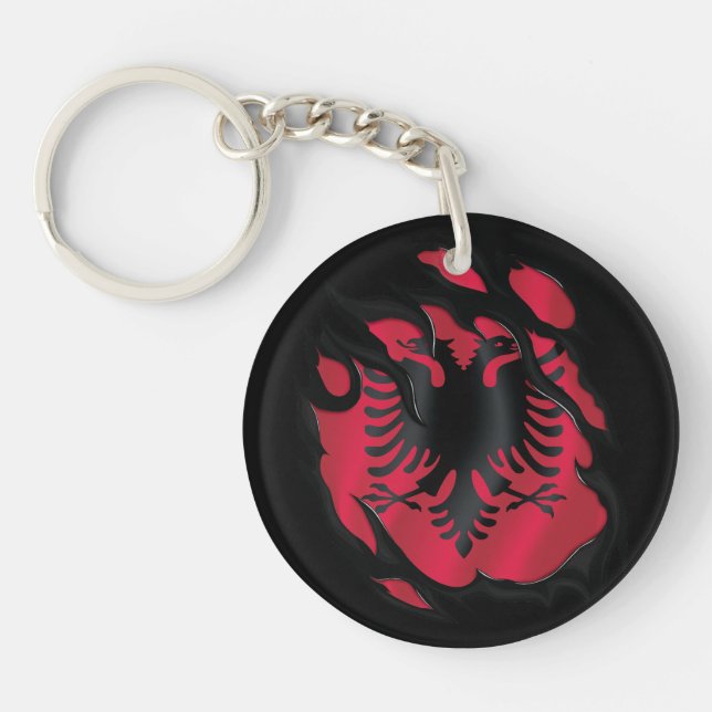 Llavero Bandera arrancada de Albania (Frente)