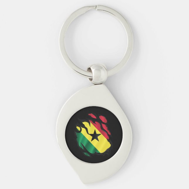 Llavero Bandera arrancada de Ghana (Anverso)