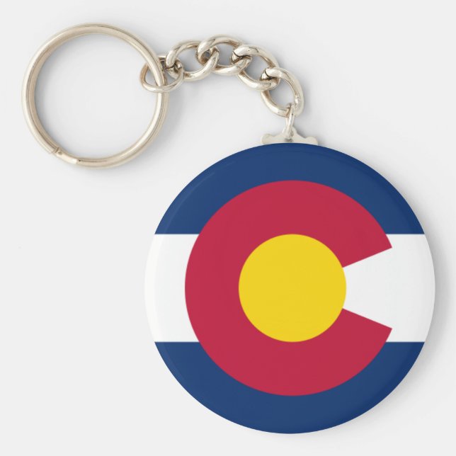 Llavero Bandera azul roja y dorada de Colorado (Frente)
