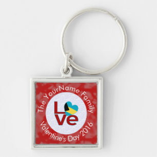 Llavero Bandera bahamiana letras rojas AMOR blanco sobre r