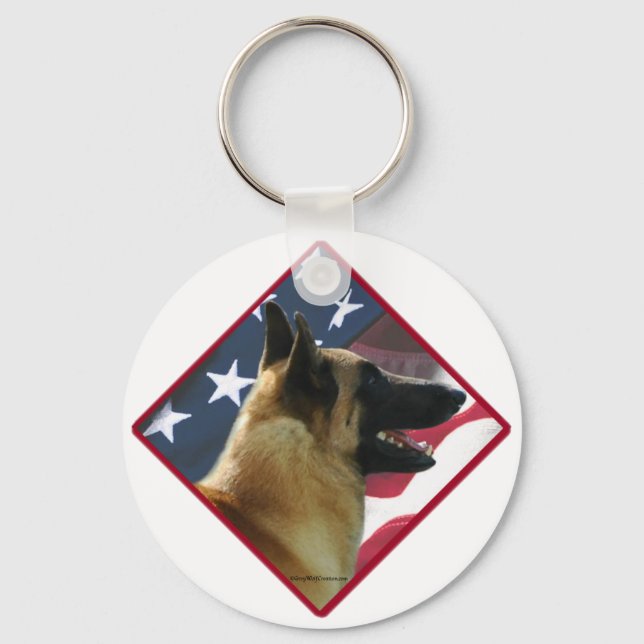 Llavero Bandera belga malinois; Malinois 4 de julio, Estad (Anverso)