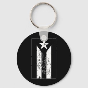 Llavero Bandera Blanca Y Negra De Puerto Rico Con Guante D