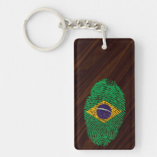 Llavero Bandera brasileña de la huella dactilar del tacto