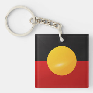 Llavero Bandera brillante cuadrada de origen aborigen